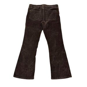 Calvin Klein Flare Corduroy Pants Women Size 12 Brown 99% Cotton Stretch RN 3600